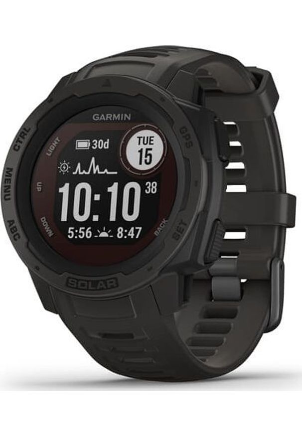 GARMIN - Zegarek sportowy Garmin Instinct Solar Grafitowy (010-02293-00). Kolor: szary. Styl: sportowy