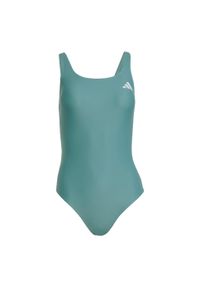 Adidas - Kostium kąpielowy V-back. Kolor: niebieski. Materiał: materiał