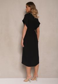 Renee - Czarna Pudełkowa Sukienka z Bawełną i Paskiem Savorienne. Okazja: na co dzień. Kolor: czarny. Materiał: bawełna. Styl: casual, elegancki #4