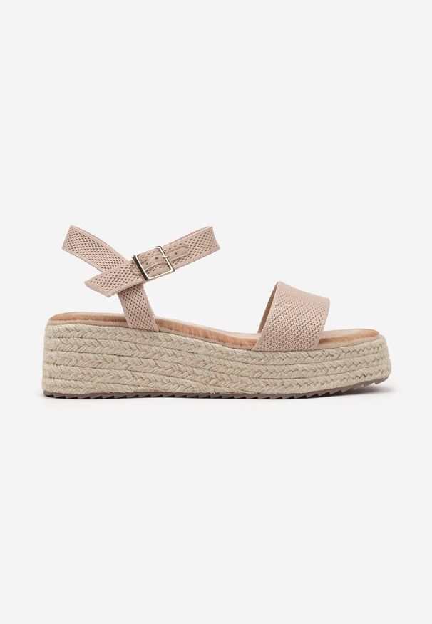 Born2be - Różowe Sandały na Koturnie z Plecioną Platformą Vanesse. Okazja: na co dzień. Kolor: różowy. Materiał: jeans. Sezon: lato. Obcas: na koturnie. Styl: elegancki, casual