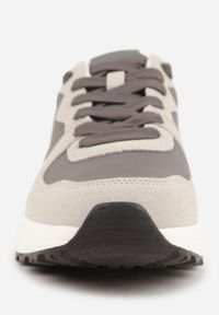 Born2be - Szare Buty Sportowe Sneakersy na Grubej Podeszwie Nerola. Okazja: na spacer, na co dzień. Kolor: szary. Materiał: jeans. Sport: turystyka piesza #2