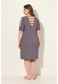 ULLA POPKEN - Damskie Sukienka plażowa paisley trapezowy krój dekolt w serek rękaw 1/2. Okazja: na plażę. Typ kołnierza: dekolt w serek. Kolekcja: plus size. Kolor: niebieski. Materiał: wiskoza, materiał, elastan. Wzór: paisley. Typ sukienki: trapezowe. Styl: sportowy #2