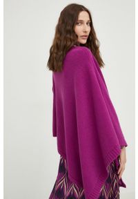 Answear Lab poncho z wełną damski kolor różowy. Kolor: różowy. Materiał: wełna. Wzór: gładki. Styl: wakacyjny #5