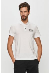 EA7 Emporio Armani - Polo 8NPF12.PJNQZ. Okazja: na co dzień. Typ kołnierza: polo. Kolor: biały. Materiał: dzianina. Długość: krótkie. Styl: casual #1