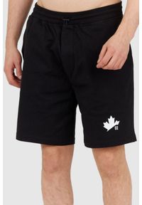 DSQUARED2 Dresowe szorty męskie z liściem, Rozmiar M. Kolor: czarny. Materiał: poliester, dresówka #1