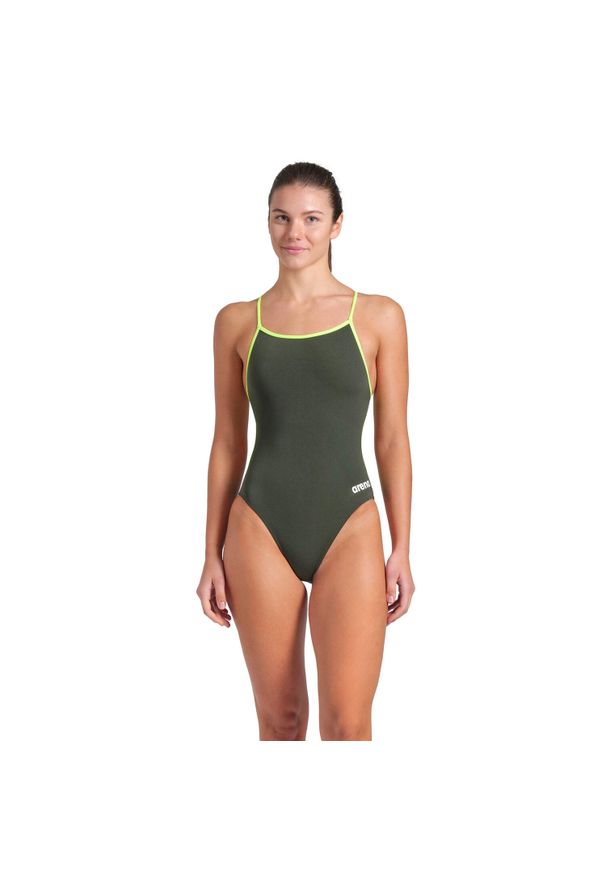 Strój kąpielowy damski Arena Lace Back Solid. Kolor: zielony, żółty, wielokolorowy