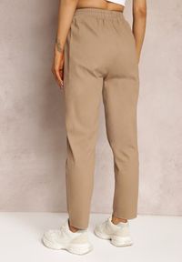 Renee - Beżowe Bawełniane Spodnie Dresowe z Gumką w Talii Arnhill. Stan: podwyższony. Kolor: beżowy. Materiał: dresówka, bawełna #5