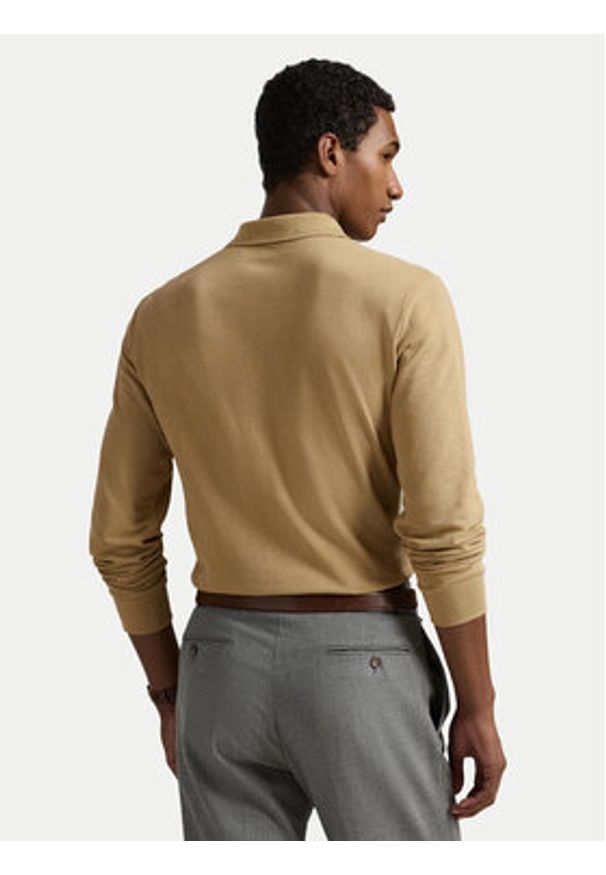 Polo Ralph Lauren Polo 710680790123 Beżowy Custom Slim Fit. Typ kołnierza: polo. Kolor: beżowy. Materiał: bawełna