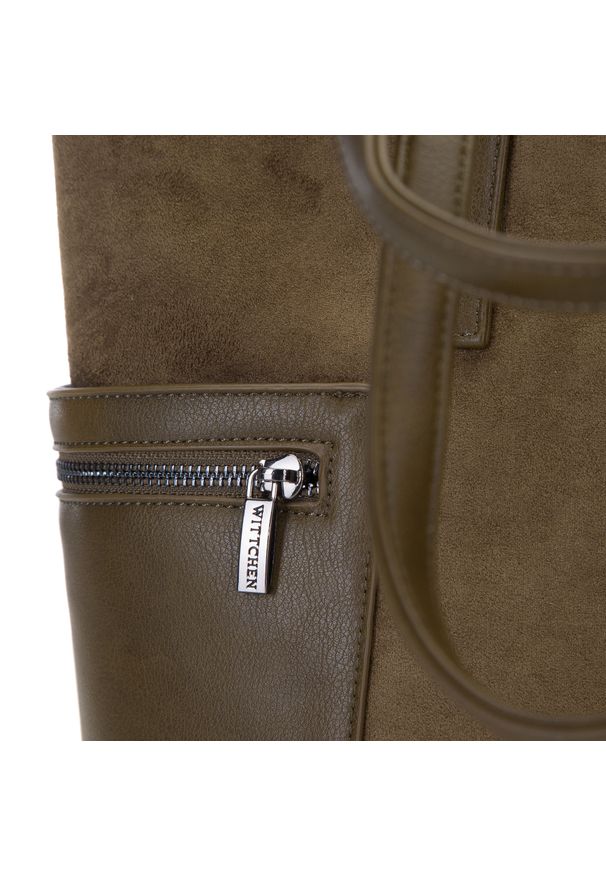 Wittchen - Torebka shopperka z bocznymi kieszeniami i ozdobnymi suwakami. Kolor: brązowy. Wzór: gładki. Materiał: skórzane. Styl: boho, klasyczny, elegancki, casual