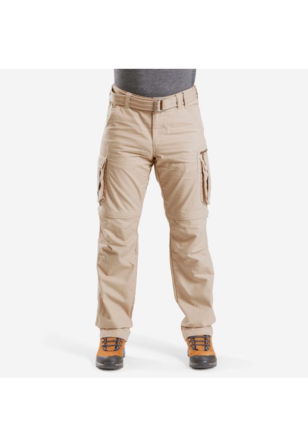 FORCLAZ - Spodnie trekkingowe męskie Forclaz Travel 100 Modul. Kolor: beżowy. Materiał: materiał, bawełna, poliester