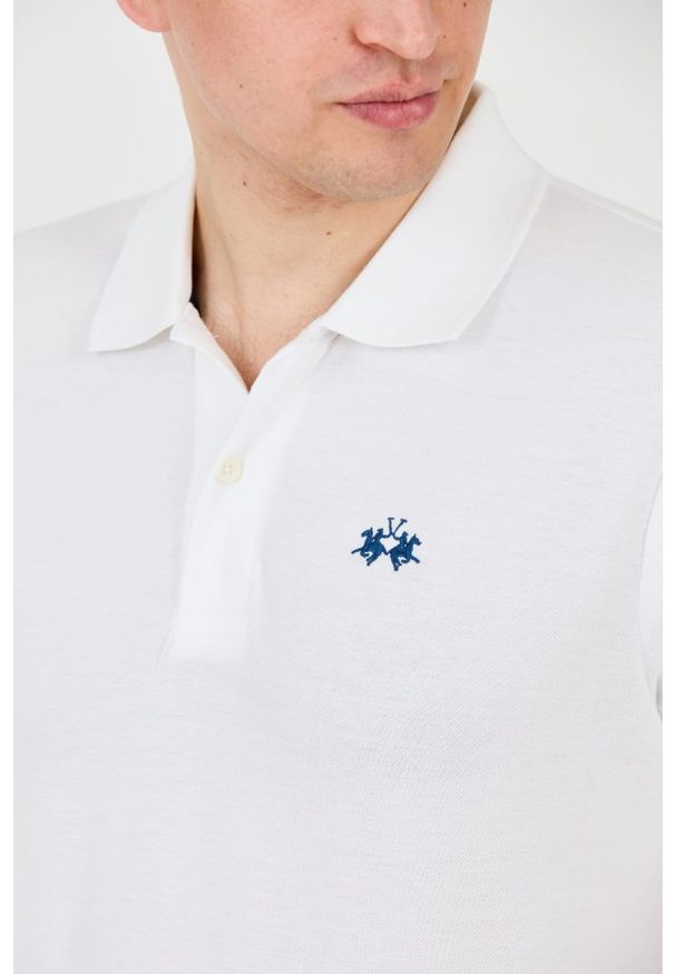 La Martina - LA MARTINA Białe męskie polo z małym logo, Rozmiar M. Typ kołnierza: polo. Kolor: biały