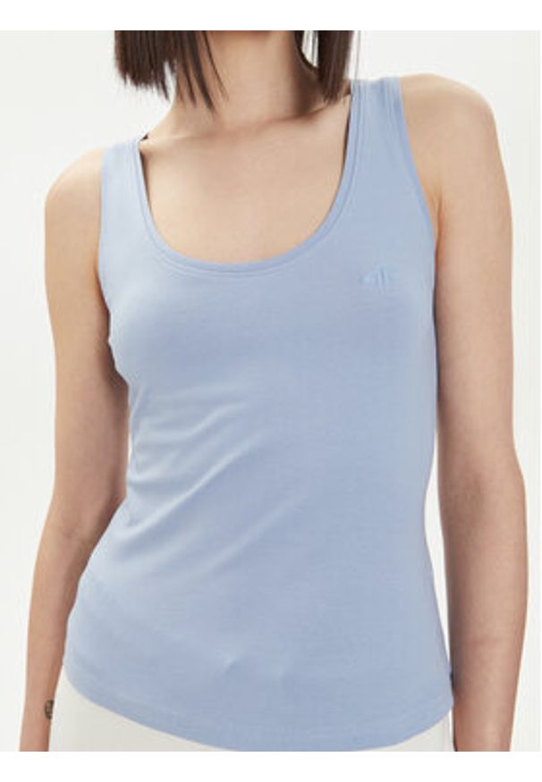 4f - 4F Top 4FWSS24TSLEF041 Błękitny Slim Fit. Kolor: niebieski. Materiał: bawełna