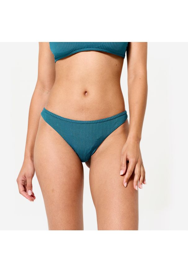 Dół kostiumu kąpielowego damski Decathlon Lulu Folk teksturowany. Kolor: zielony, niebieski, wielokolorowy. Materiał: elastan, materiał, poliamid, poliester
