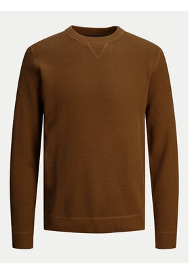 Jack & Jones Sweter 12264668 Brązowy Regular Fit. Kolor: brązowy. Materiał: bawełna