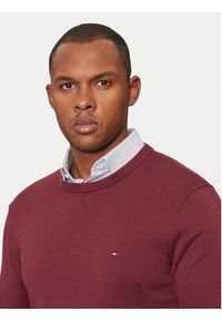 TOMMY HILFIGER - Tommy Hilfiger Sweter Essential MW0MW14748 Bordowy Regular Fit. Kolor: czerwony. Materiał: bawełna