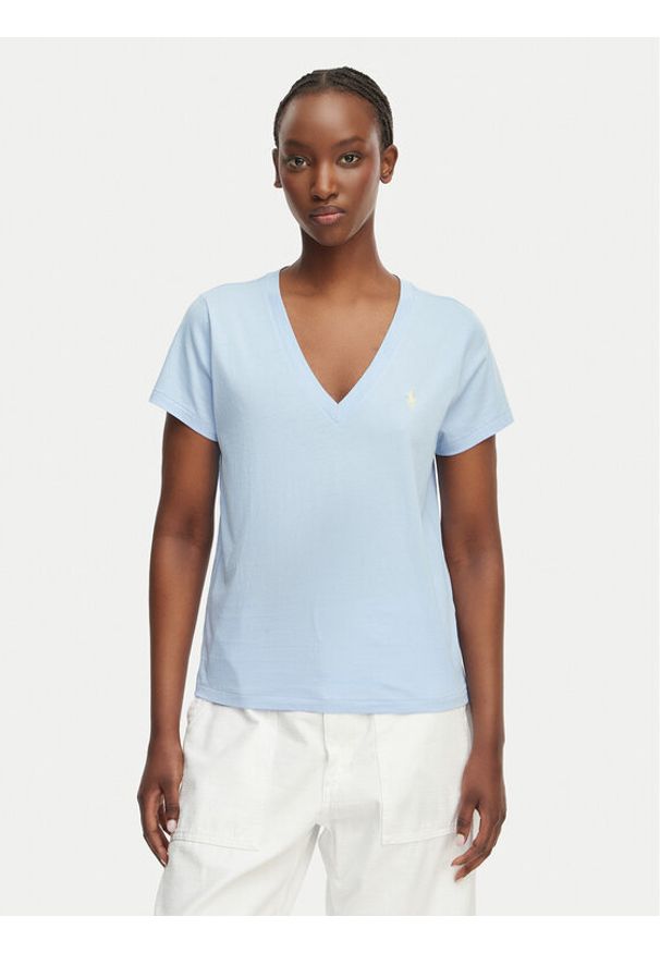 Polo Ralph Lauren T-Shirt 211B14611001 Niebieski jasny Straight Fit. Typ kołnierza: polo. Kolor: niebieski. Materiał: bawełna