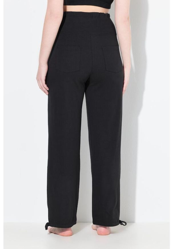 ULLA POPKEN - Damskie Spodnie dresowe Bellieva ekstra szeroki pas bio-bawełna. Kolekcja: plus size. Kolor: czarny. Materiał: materiał, bawełna