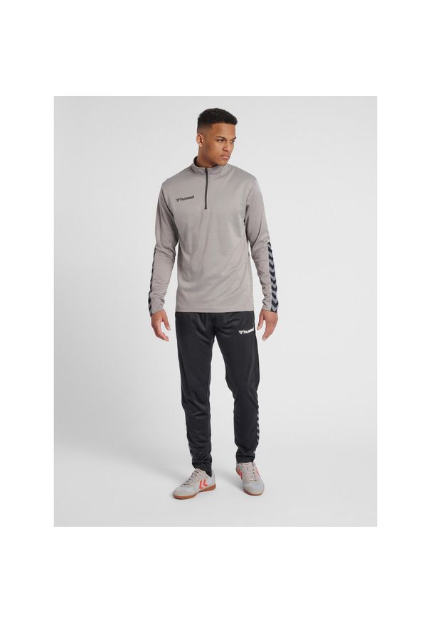 Bluza Hummel demi-zip hmlAUTHENTIC. Kolor: szary. Materiał: materiał. Sport: fitness, piłka nożna