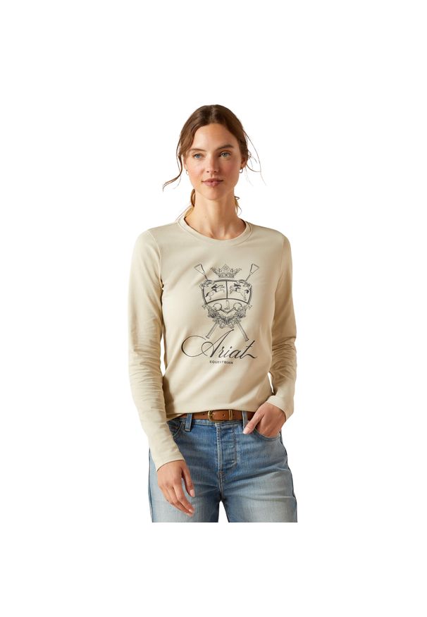 Damska koszulka z długim rękawem Ariat Ritzy. Kolor: beżowy. Długość rękawa: długi rękaw. Długość: długie. Styl: elegancki