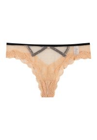 Intica - Figi z ozdobnymi strapsami z przewiewnego materiału Roxana. Kolor: beżowy. Materiał: materiał