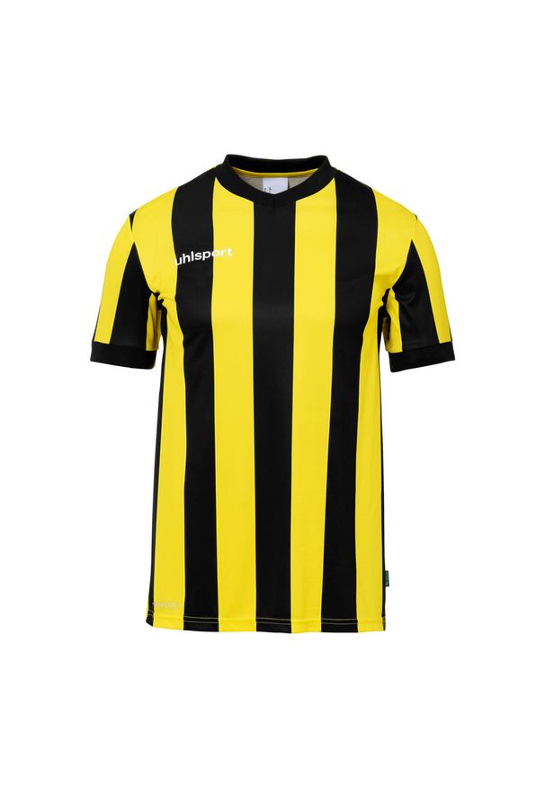 UHLSPORT - Koszulka dziecięca w paski Uhlsport Retro Stripe. Kolor: wielokolorowy, żółty, czarny. Wzór: paski. Sport: piłka nożna