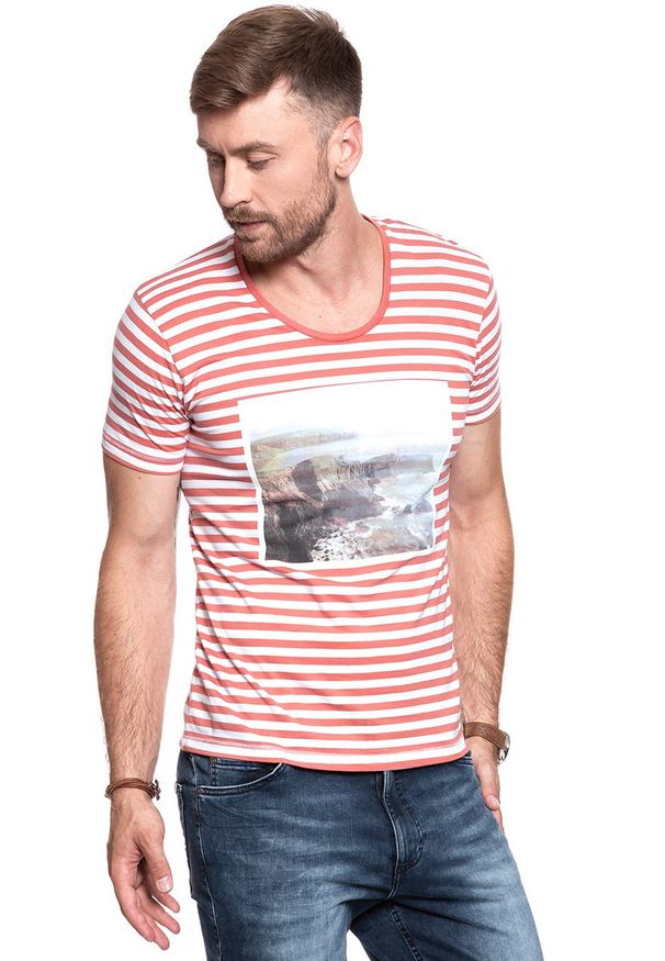 Jack & Jones - JACK & JONES T SHIRT BENNY TEE 12066251. Wzór: paski, nadruk