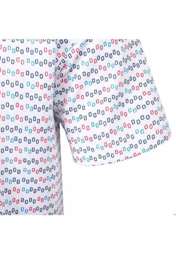 Koszulka Polo - Męska - Pako Jeans - Biała w Drobny Wzór. Okazja: na co dzień. Typ kołnierza: polo. Kolor: biały. Materiał: bawełna. Styl: casual