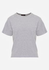 Born2be - Szary T-shirt z Bawełny z Dłuższym Tyłem i Rozcięciami po Bokach Cordalea. Okazja: na co dzień. Kolor: szary. Materiał: bawełna. Długość: długie. Styl: elegancki, casual #3