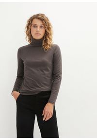 bonprix - Bluzka z długim rękawem z czystą bawełną organiczną (2 szt.). Typ kołnierza: golf. Kolor: czarny. Materiał: bawełna. Długość rękawa: długi rękaw. Długość: długie