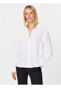 Sisley Koszula 5BMLLQ05B Biały Regular Fit. Kolor: biały. Materiał: len
