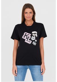 Karl Lagerfeld - KARL LAGERFELD Czarny t-shirt Ikonik Varsity Tee. Kolor: czarny. Materiał: bawełna #1