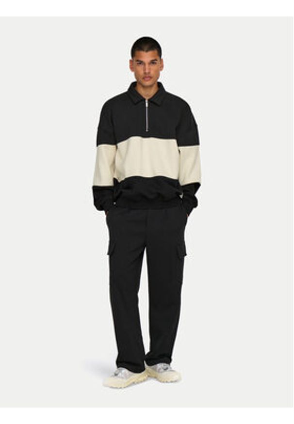 Only & Sons Bluza Byorn 22031400 Czarny Oversize. Kolor: czarny. Materiał: bawełna, syntetyk