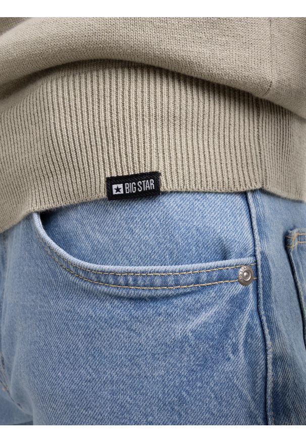 Big-Star - Sweter męski bawełniany pistacjowy Basilian 300. Okazja: na co dzień. Kolor: zielony. Materiał: bawełna. Styl: wizytowy, casual