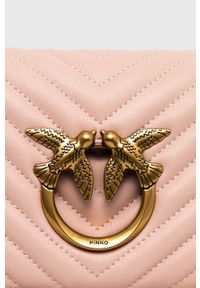 Pinko torebka skórzana kolor różowy. Kolor: różowy. Materiał: skórzane. Rodzaj torebki: na ramię #6