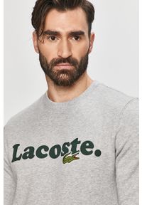 Lacoste - Bluza. Okazja: na co dzień. Typ kołnierza: bez kaptura. Kolor: srebrny. Materiał: bawełna, dzianina, elastan. Wzór: nadruk. Styl: casual #2