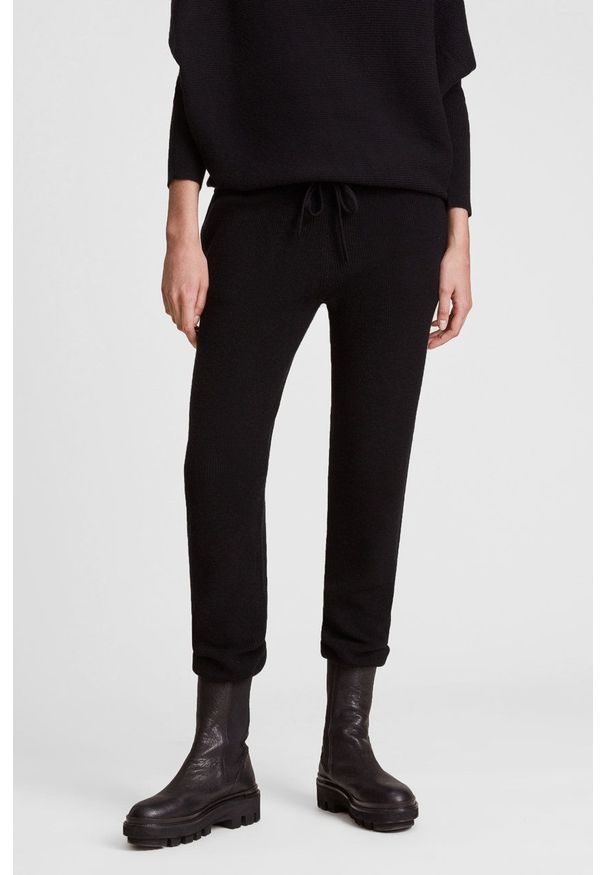 AllSaints - Spodnie. Kolor: czarny. Materiał: wełna, materiał