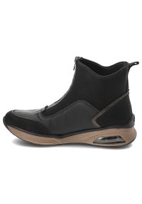 Czarne Botki Rieker Modne Obuwie Damskie. Okazja: na co dzień, na spacer. Zapięcie: zamek. Kolor: czarny. Materiał: materiał. Styl: casual, sportowy #3