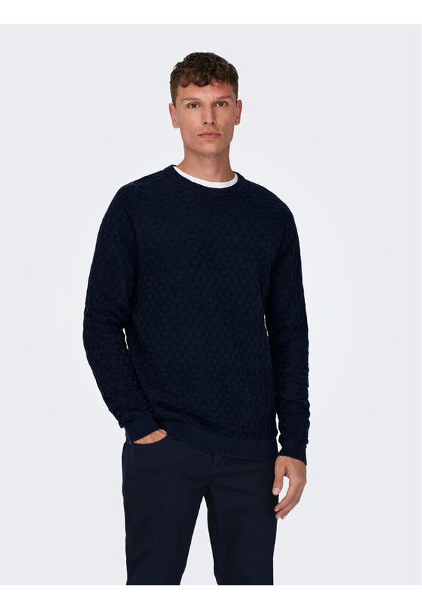 Only & Sons Sweter 22026559 Granatowy Regular Fit. Kolor: niebieski. Materiał: syntetyk