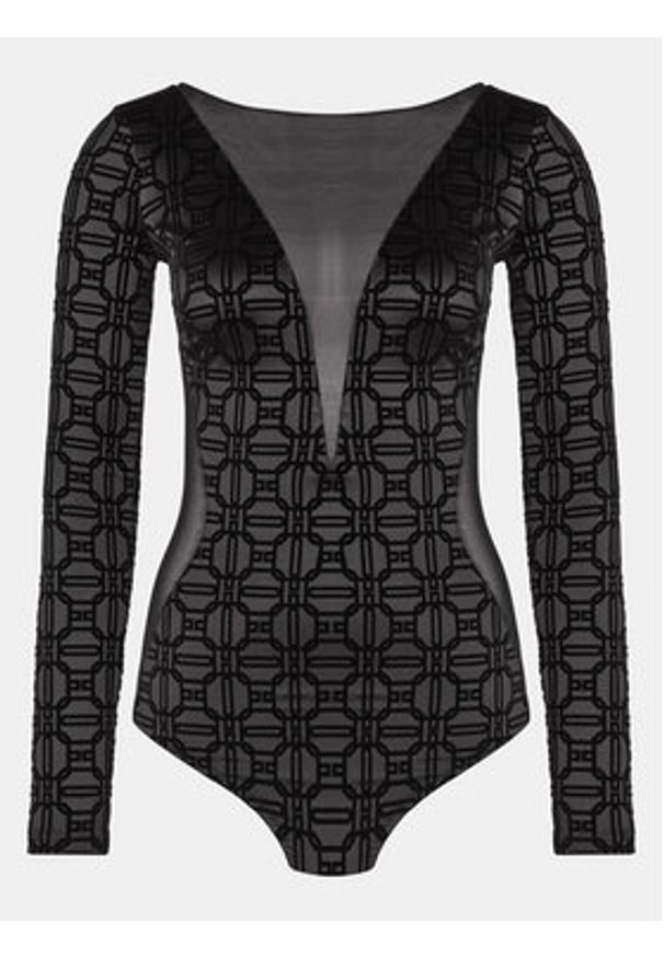 Elisabetta Franchi Body BO-011-47E2 Czarny Slim Fit. Kolor: czarny. Materiał: syntetyk