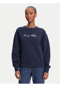 TOMMY HILFIGER - Tommy Hilfiger Bluza Script WW0WW47159 Granatowy Regular Fit. Kolor: niebieski. Materiał: bawełna