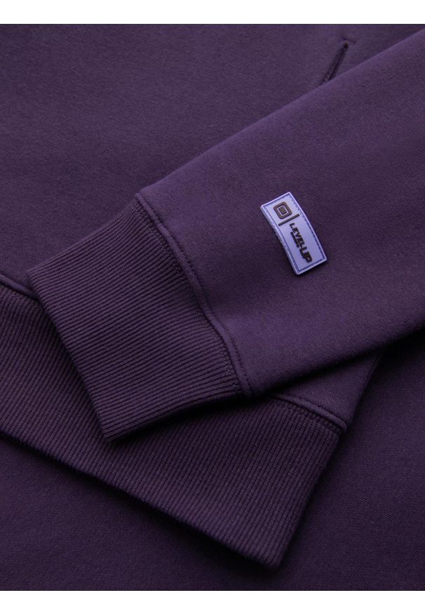 Ombre Clothing - Bluza dresowa unisex z kieszeniami i kapturem – fioletowa V13 OU-SNBC-0105 - XL/XXL. Okazja: na co dzień. Typ kołnierza: kaptur. Kolor: fioletowy. Materiał: dresówka. Wzór: aplikacja. Styl: casual