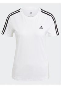 Adidas - adidas T-Shirt Essentials Slim 3-Stripes T-Shirt GL0783 Biały Slim Fit. Kolor: biały. Materiał: bawełna #5