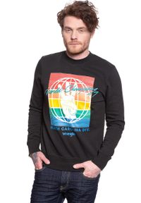 Wrangler - BLUZA WRANGLER GLOBE SWEAT FADED BLACK W6C5HXXV6 112130708. Wzór: nadruk #2