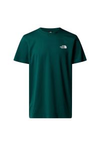 Koszulka męska The North Face Simple Dome 0A87NG6GI1 - zielona. Kolor: zielony. Materiał: poliester, bawełna. Długość rękawa: krótki rękaw. Długość: krótkie. Wzór: nadruk