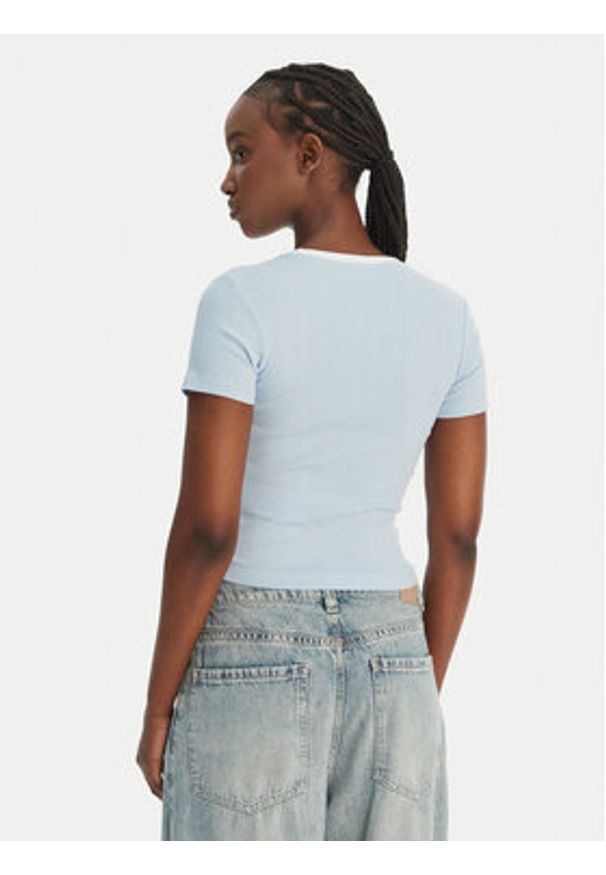 Guess Jeans T-Shirt W6GPA9 KF641 Błękitny Slim Fit. Kolor: niebieski. Materiał: bawełna