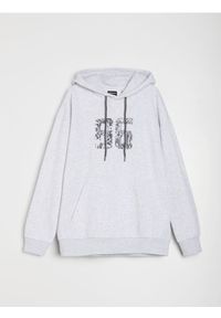 Sinsay - Bluza hoodie - szary. Kolor: szary