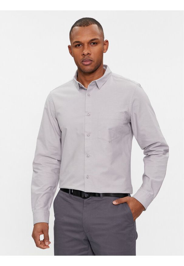 Calvin Klein Koszula Oxford K10K112155 Szary Regular Fit. Kolor: szary. Materiał: bawełna