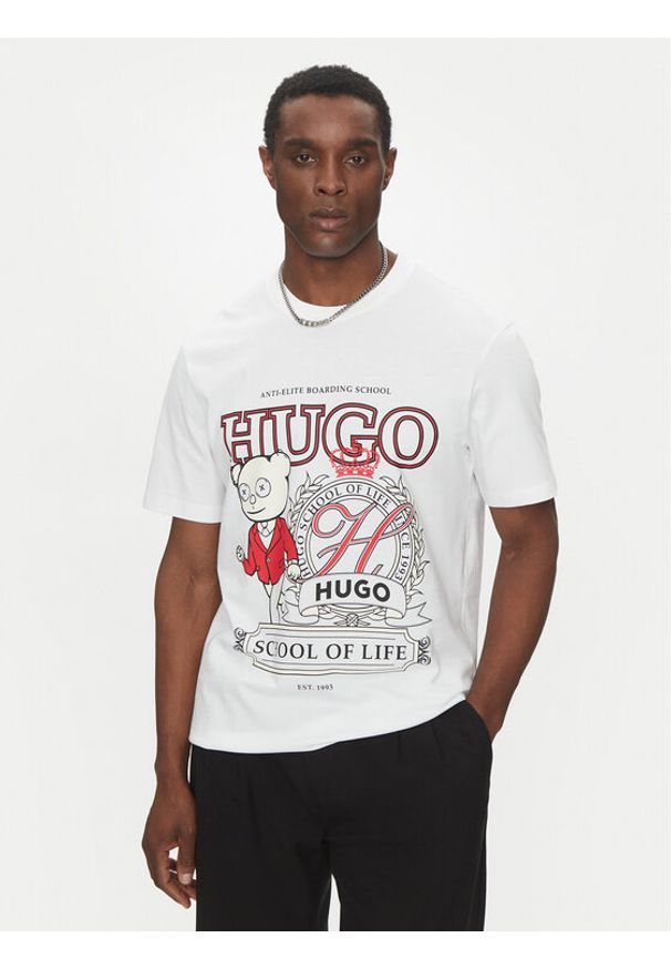 Hugo - HUGO T-Shirt 50538254 Biały Relaxed Fit. Kolor: biały. Materiał: bawełna