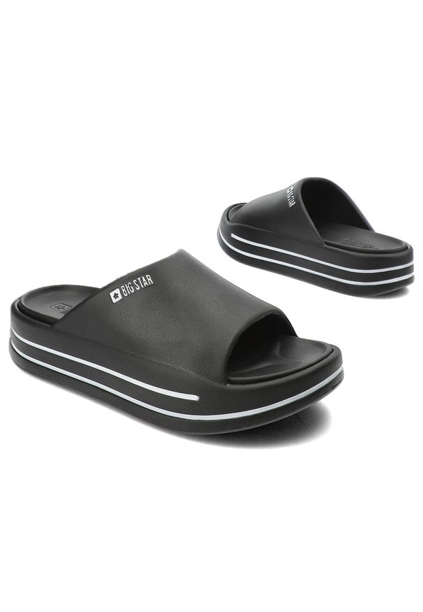 Big-Star - Czarne Klapki Big Star Wygodne Obuwie Damskie. Okazja: na spacer. Kolor: czarny. Sezon: lato. Styl: elegancki, klasyczny