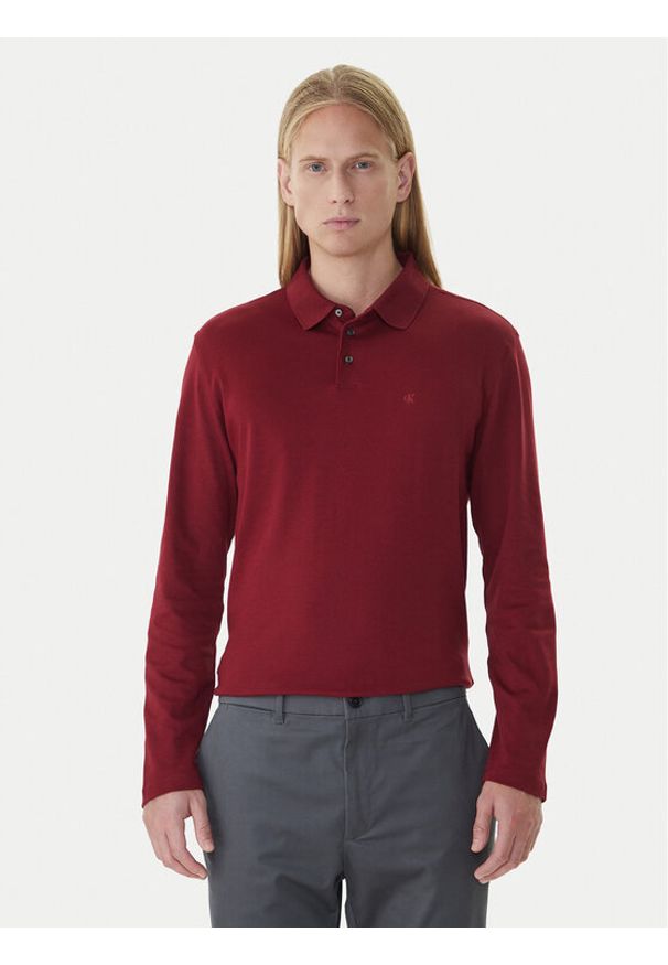 Calvin Klein Polo LV040EM909 Bordowy Regular Fit. Typ kołnierza: polo. Kolor: czerwony. Materiał: bawełna